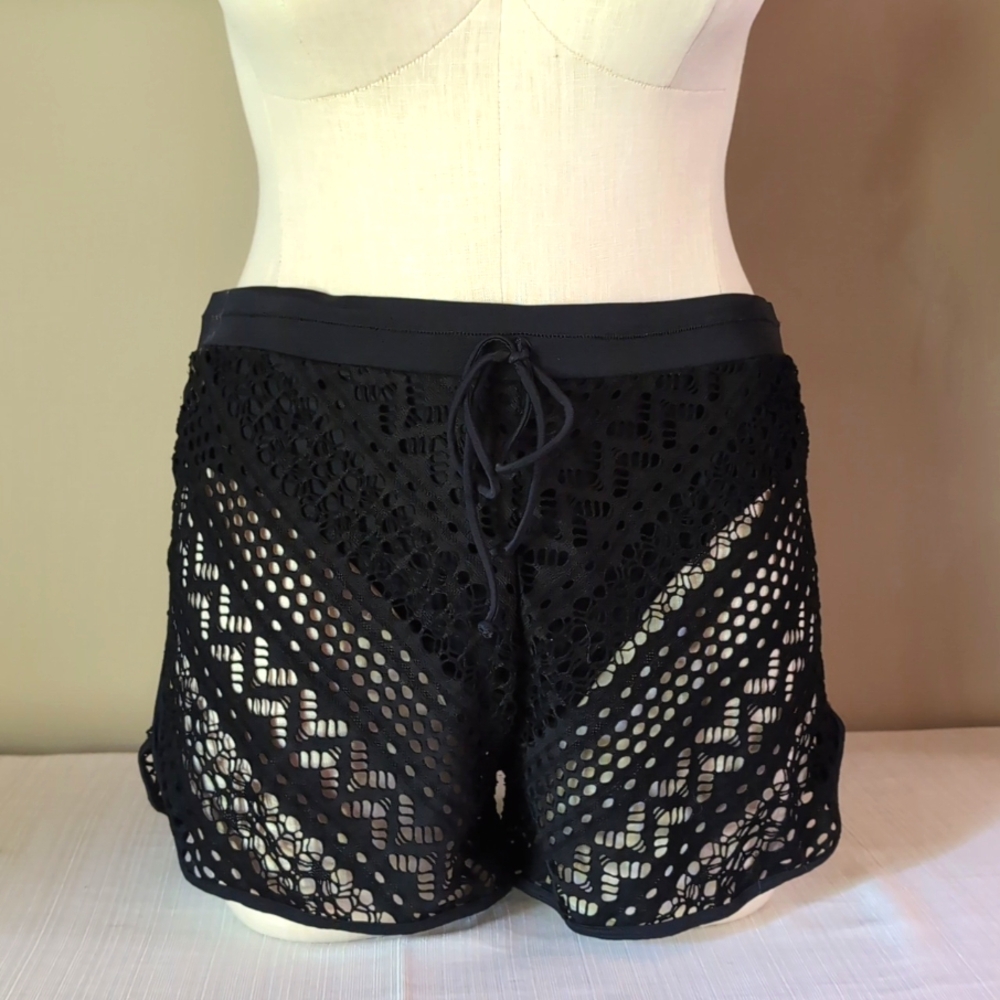 Sz XL Black Lace Boutique Swim Shorts with Liner